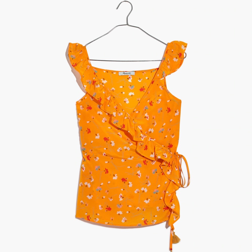 Madewell Floral Silk Wrap Top